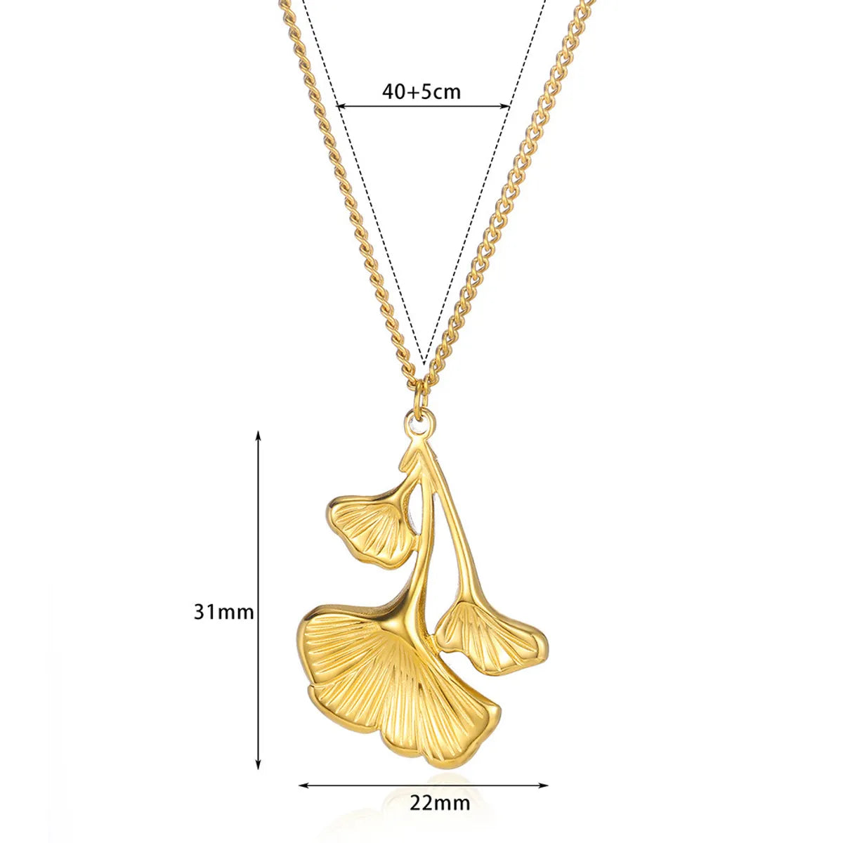 Wholesale Jewelry Basic Simple Style Classic Style Ginkgo Leaf 304 Stainless Steel Plating Pendant Necklace