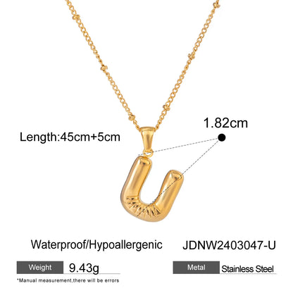 Wholesale Jewelry Basic Simple Style Classic Style Letter 304 Stainless Steel 18K Gold Plated Plating Pendant Necklace