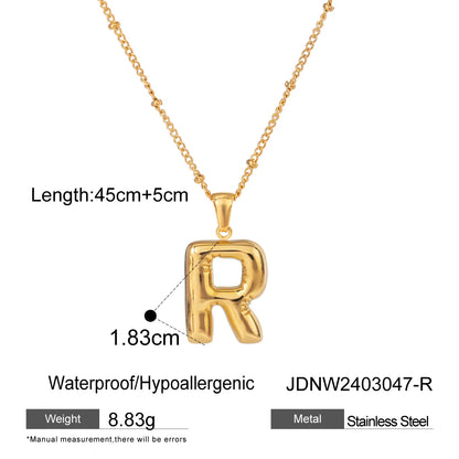 Wholesale Jewelry Basic Simple Style Classic Style Letter 304 Stainless Steel 18K Gold Plated Plating Pendant Necklace