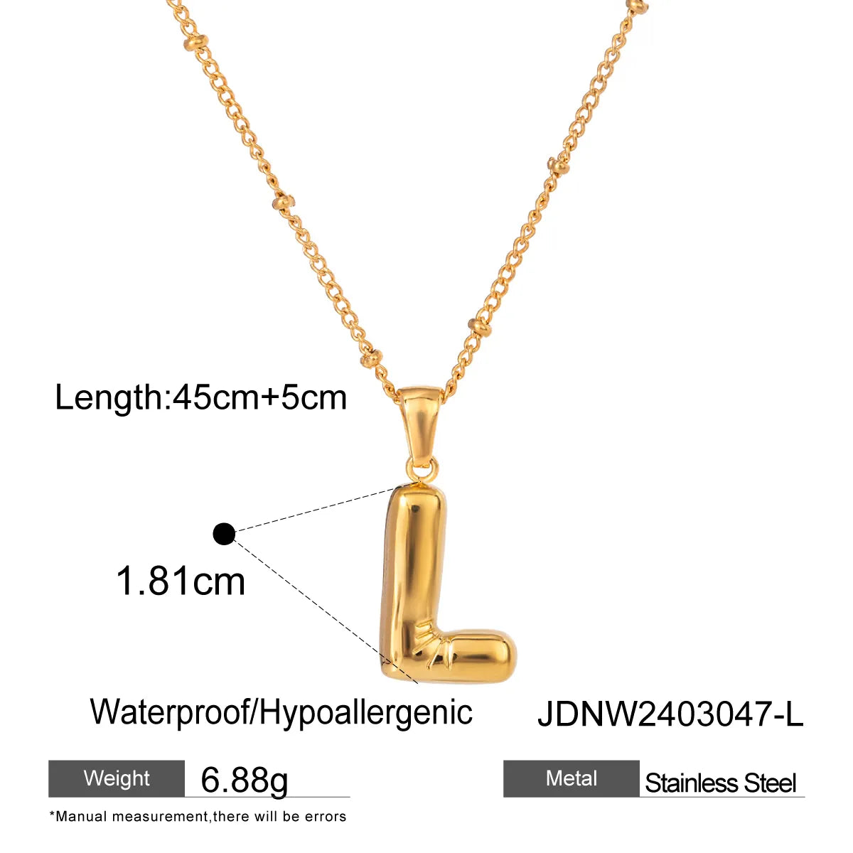 Wholesale Jewelry Basic Simple Style Classic Style Letter 304 Stainless Steel 18K Gold Plated Plating Pendant Necklace