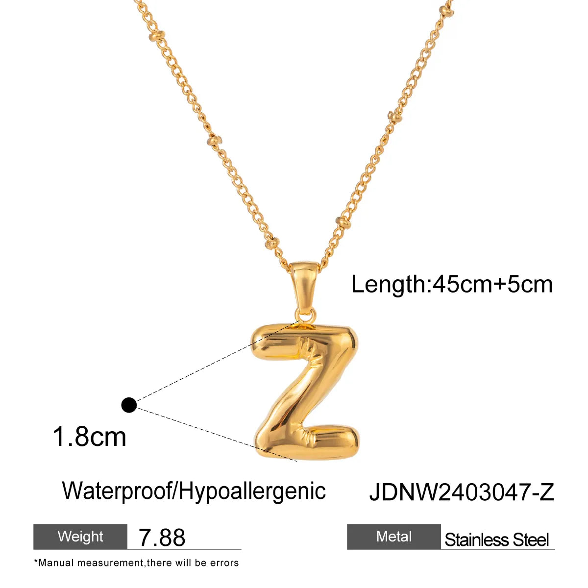 Wholesale Jewelry Basic Simple Style Classic Style Letter 304 Stainless Steel 18K Gold Plated Plating Pendant Necklace