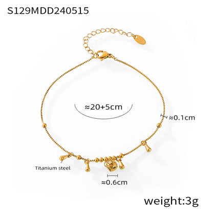 Wholesale Jewelry Basic Simple Style Classic Style Round 304 Stainless Steel Rhinestones 18K Gold Plated Plating Inlay Anklet