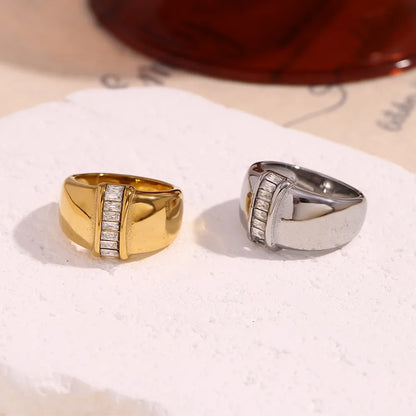 Wholesale Jewelry Basic Simple Style Classic Style Solid Color 304 Stainless Steel 18K Gold Plated Plating Rings