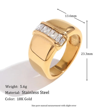 Wholesale Jewelry Basic Simple Style Classic Style Solid Color 304 Stainless Steel 18K Gold Plated Plating Rings