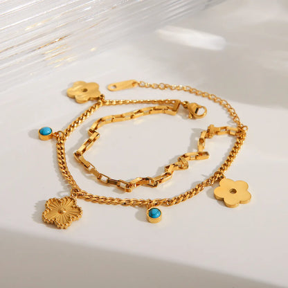 Wholesale Jewelry Basic Simple Style Commute Geometric Star Flower 304 Stainless Steel 18K Gold Plated Bracelets Necklace