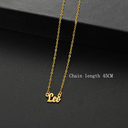 Wholesale Jewelry Basic Simple Style Commute Letter Constellation 201 Stainless Steel 18K Gold Plated Pendant Necklace