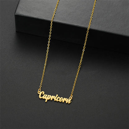 Wholesale Jewelry Basic Simple Style Commute Letter Constellation 201 Stainless Steel 18K Gold Plated Pendant Necklace