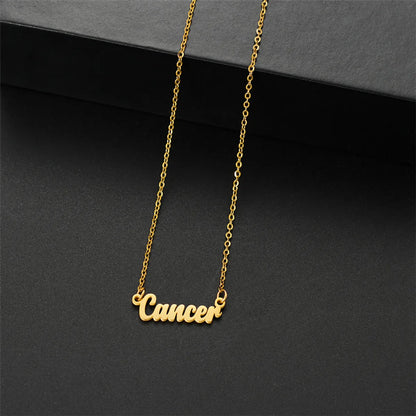 Wholesale Jewelry Basic Simple Style Commute Letter Constellation 201 Stainless Steel 18K Gold Plated Pendant Necklace