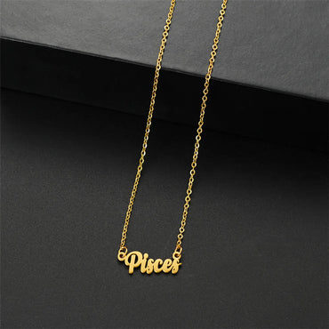 Wholesale Jewelry Basic Simple Style Commute Letter Constellation 201 Stainless Steel 18K Gold Plated Pendant Necklace