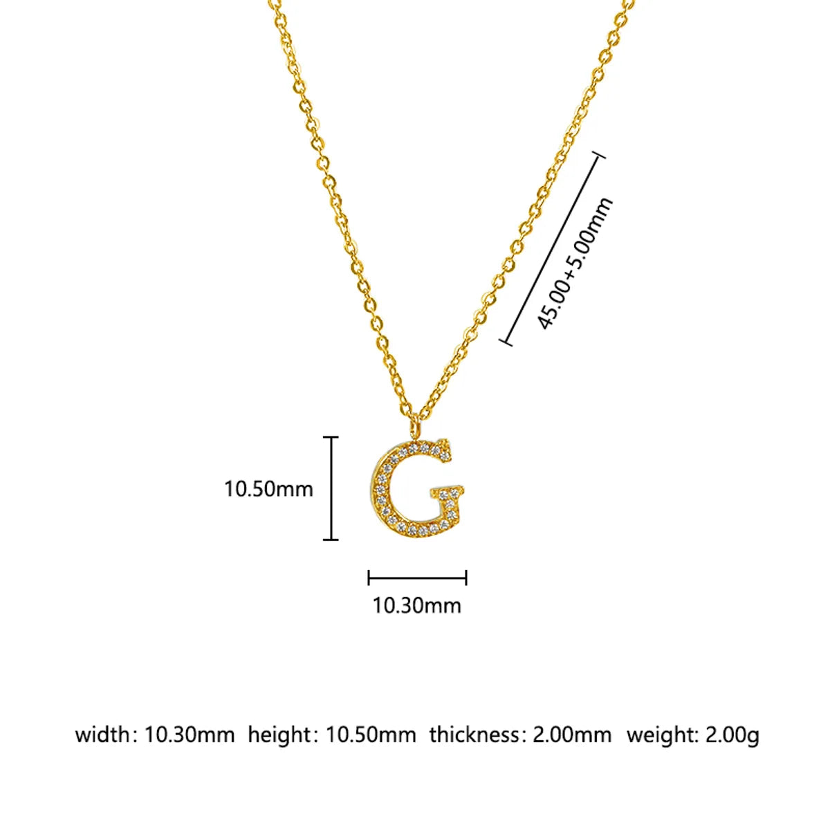 Wholesale Jewelry Basic Simple Style Commute Letter Letter 302 Stainless Steel 304 Stainless Steel 316 Stainless Steel  Zircon 18K Gold Plated Inlay Pendant Necklace