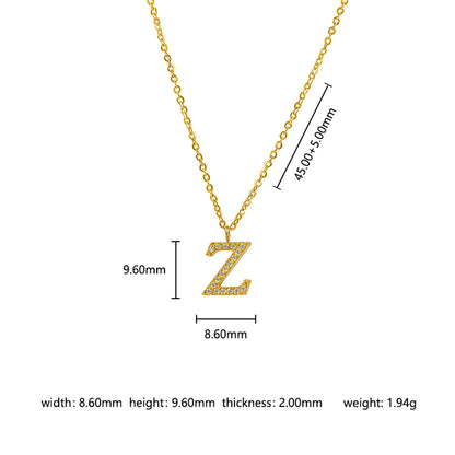 Wholesale Jewelry Basic Simple Style Commute Letter Letter 302 Stainless Steel 304 Stainless Steel 316 Stainless Steel  Zircon 18K Gold Plated Inlay Pendant Necklace