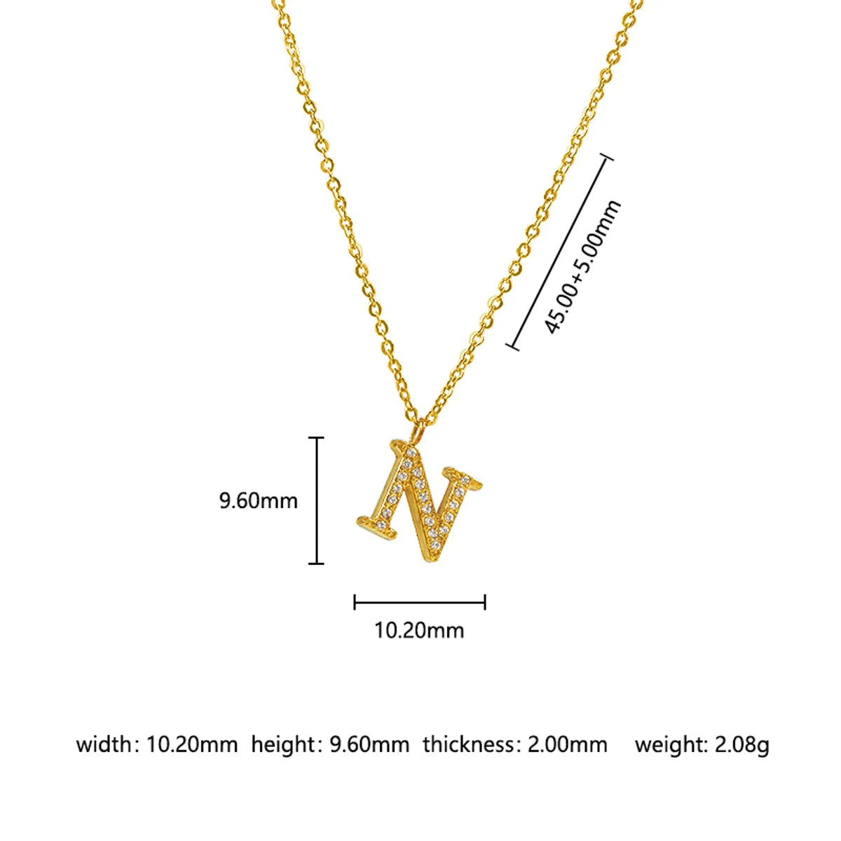 Wholesale Jewelry Basic Simple Style Commute Letter Letter 302 Stainless Steel 304 Stainless Steel 316 Stainless Steel  Zircon 18K Gold Plated Inlay Pendant Necklace