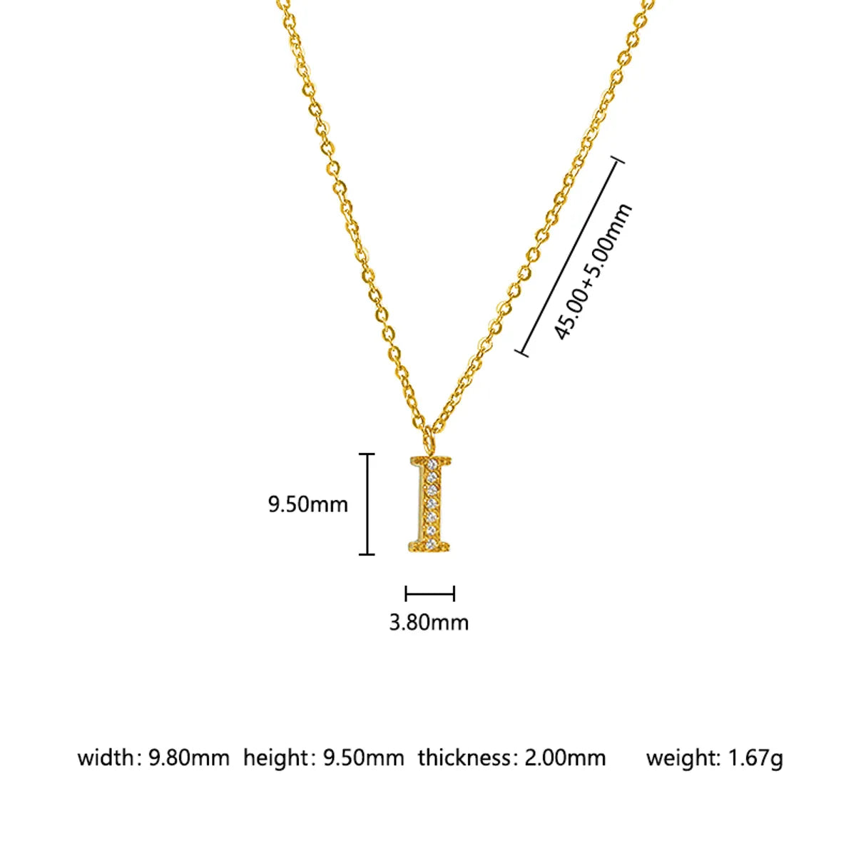 Wholesale Jewelry Basic Simple Style Commute Letter Letter 302 Stainless Steel 304 Stainless Steel 316 Stainless Steel  Zircon 18K Gold Plated Inlay Pendant Necklace