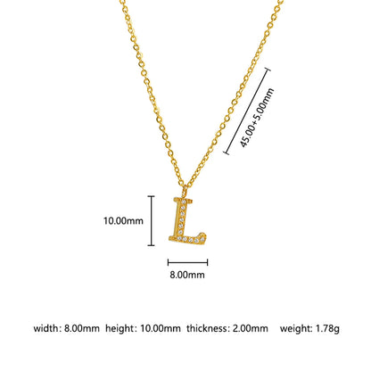 Wholesale Jewelry Basic Simple Style Commute Letter Letter 302 Stainless Steel 304 Stainless Steel 316 Stainless Steel  Zircon 18K Gold Plated Inlay Pendant Necklace