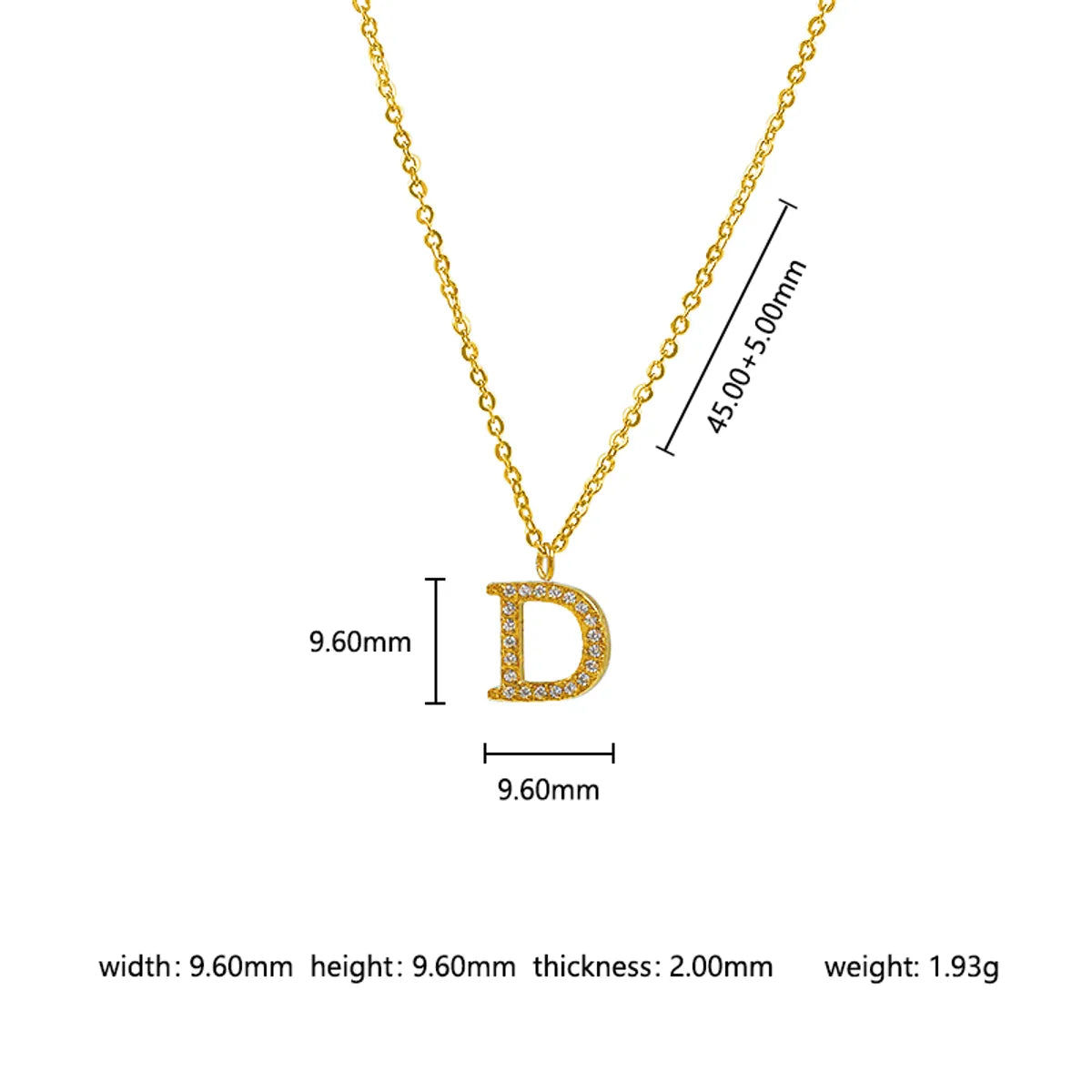 Wholesale Jewelry Basic Simple Style Commute Letter Letter 302 Stainless Steel 304 Stainless Steel 316 Stainless Steel  Zircon 18K Gold Plated Inlay Pendant Necklace