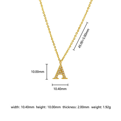 Wholesale Jewelry Basic Simple Style Commute Letter Letter 302 Stainless Steel 304 Stainless Steel 316 Stainless Steel  Zircon 18K Gold Plated Inlay Pendant Necklace