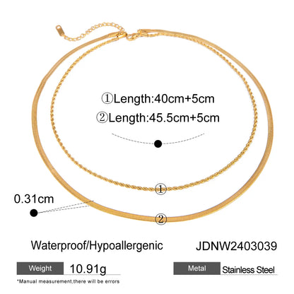 Wholesale Jewelry Basic Simple Style Solid Color 304 Stainless Steel 18K Gold Plated Plating Necklace