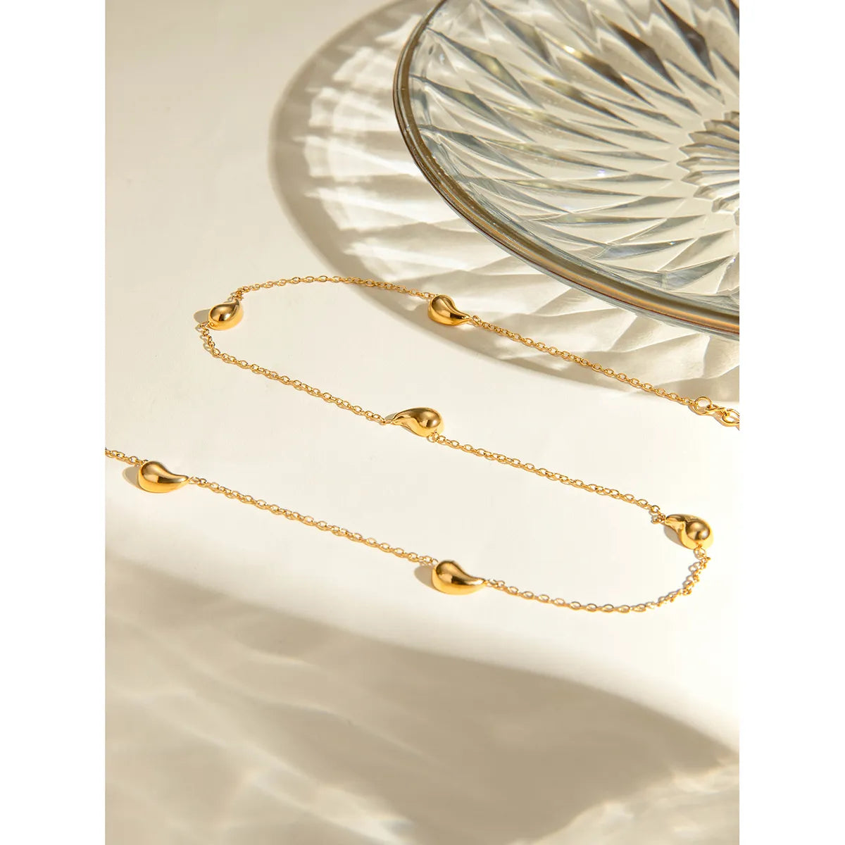 Wholesale Jewelry Basic Simple Style Water Droplets 304 Stainless Steel 18K Gold Plated Plating Necklace