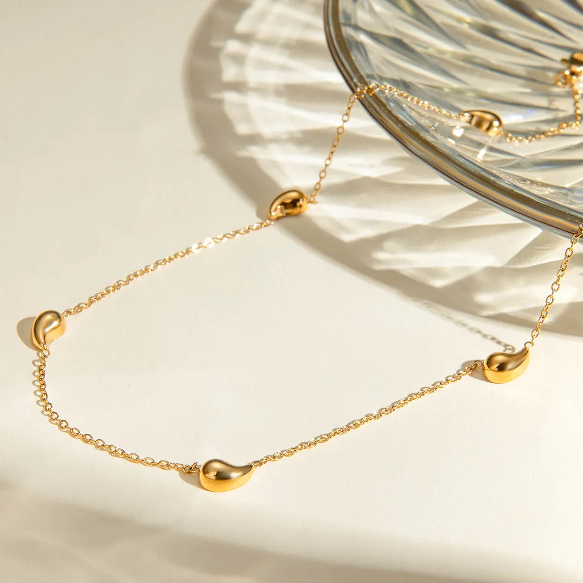 Wholesale Jewelry Basic Simple Style Water Droplets 304 Stainless Steel 18K Gold Plated Plating Necklace