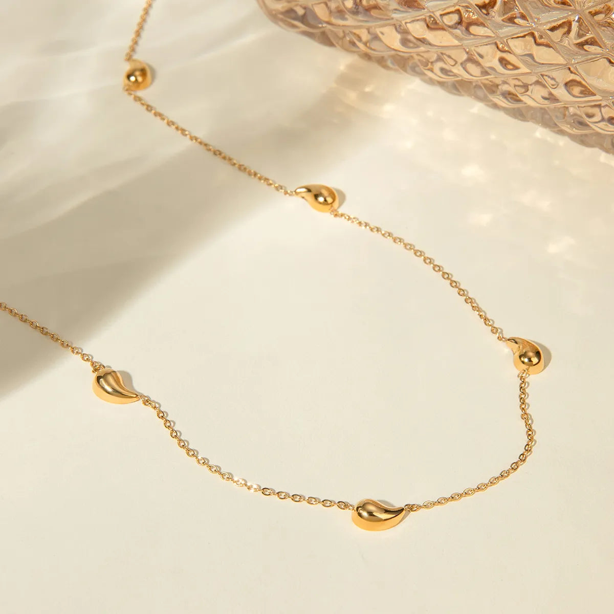 Wholesale Jewelry Basic Simple Style Water Droplets 304 Stainless Steel 18K Gold Plated Plating Necklace