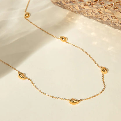 Wholesale Jewelry Basic Simple Style Water Droplets 304 Stainless Steel 18K Gold Plated Plating Necklace