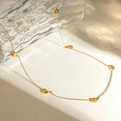 Wholesale Jewelry Basic Simple Style Water Droplets 304 Stainless Steel 18K Gold Plated Plating Necklace