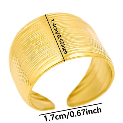 Wholesale Jewelry Basic Solid Color 304 Stainless Steel 18K Gold Plated Irregular Polishing Rings