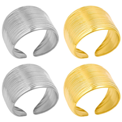 Wholesale Jewelry Basic Solid Color 304 Stainless Steel 18K Gold Plated Irregular Polishing Rings