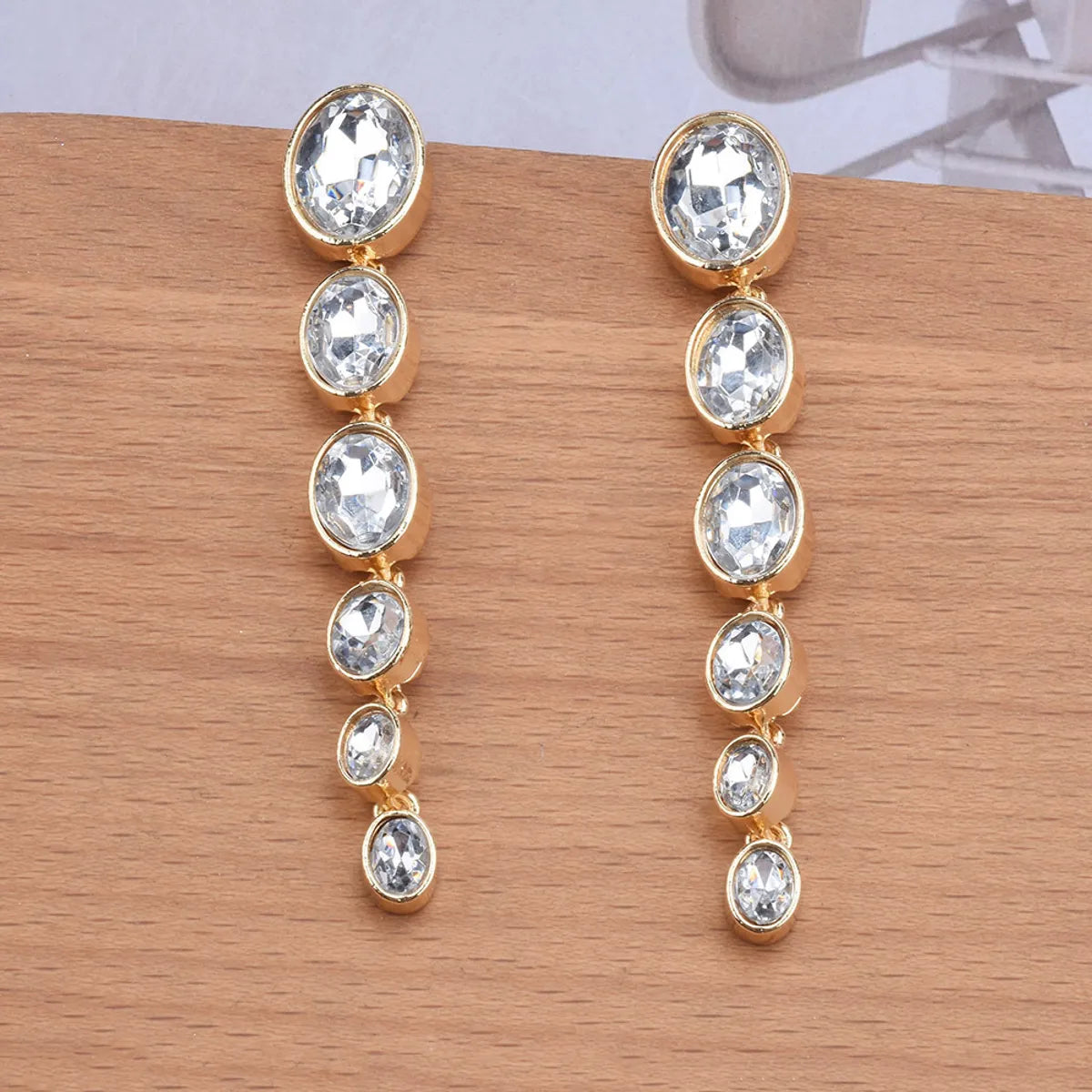 Wholesale Jewelry Basic Solid Color Metal Artificial Gemstones Plating Inlay Drop Earrings