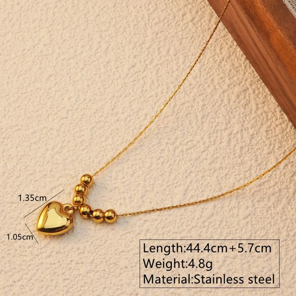 Wholesale Jewelry Basic Sweet Classic Style Heart Shape 304 Stainless Steel 18K Gold Plated Plating Pendant Necklace