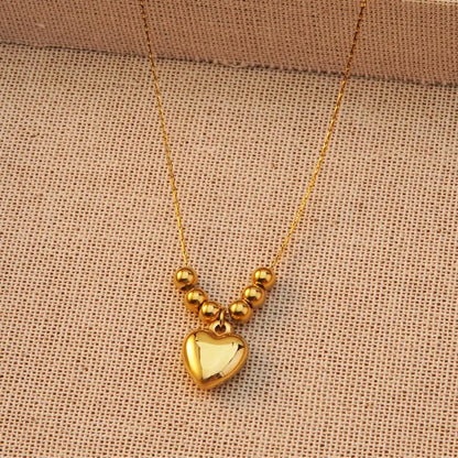 Wholesale Jewelry Basic Sweet Classic Style Heart Shape 304 Stainless Steel 18K Gold Plated Plating Pendant Necklace