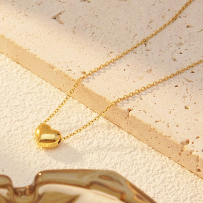 Wholesale Jewelry Basic Sweet Classic Style Heart Shape 304 Stainless Steel 18K Gold Plated Plating Pendant Necklace