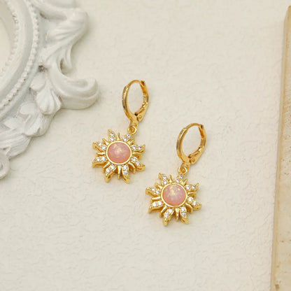 Wholesale Jewelry Beach Simple Style Commute Flower Titanium Steel Resin Zircon 18K Gold Plated Inlay Earrings Necklace