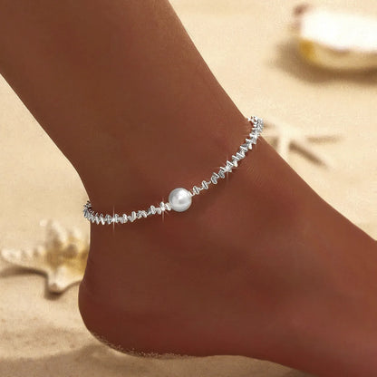 Wholesale Jewelry Beach Simple Style Cross Alloy Copper Anklet