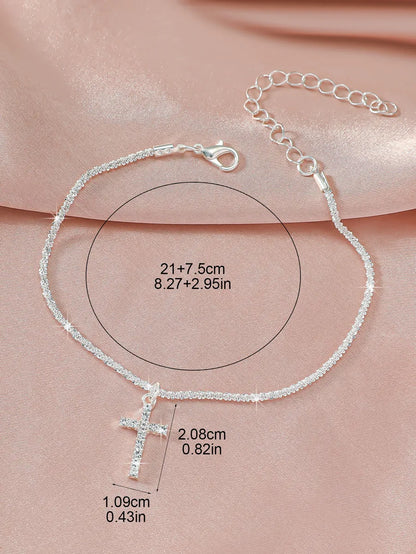 Wholesale Jewelry Beach Simple Style Cross Alloy Copper Anklet