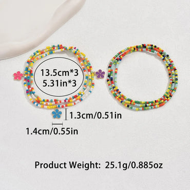 Wholesale Jewelry Beach Simple Style Flower Seed Bead Beaded Anklet