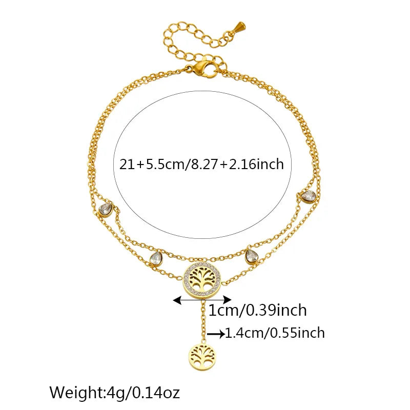 Wholesale Jewelry Beach Solid Color 304 Stainless Steel Rhinestones 18K Gold Plated Plating Inlay Anklet