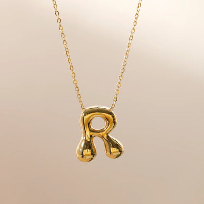 Wholesale Jewelry Beach Sweet Commute Letter 304 Stainless Steel 18K Gold Plated Chain Pendant Necklace