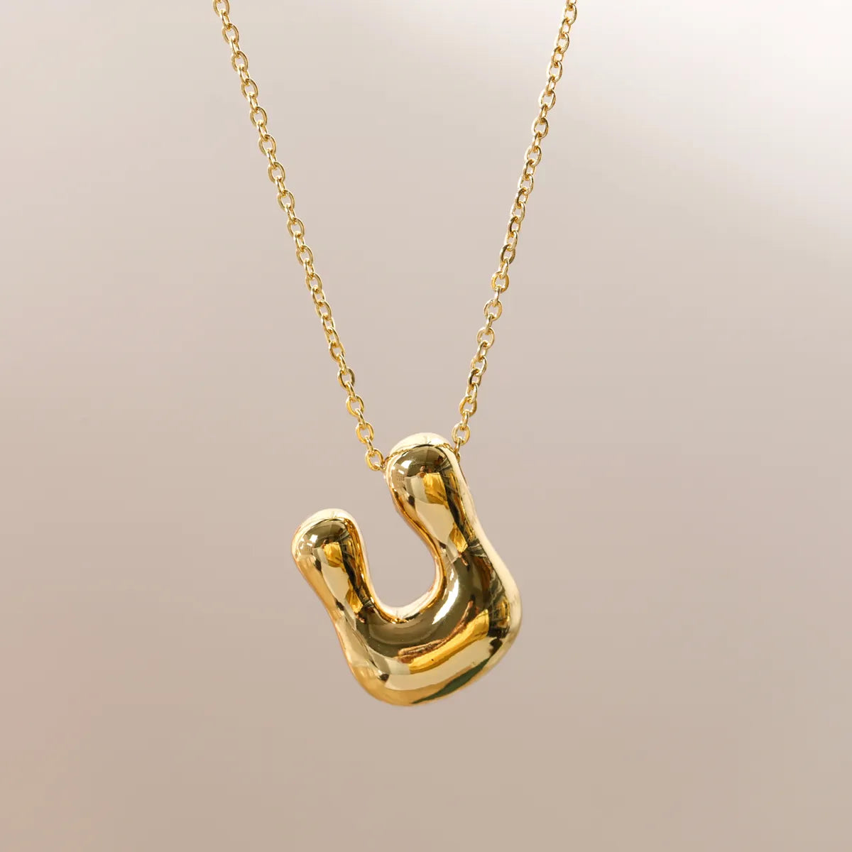 Wholesale Jewelry Beach Sweet Commute Letter 304 Stainless Steel 18K Gold Plated Chain Pendant Necklace