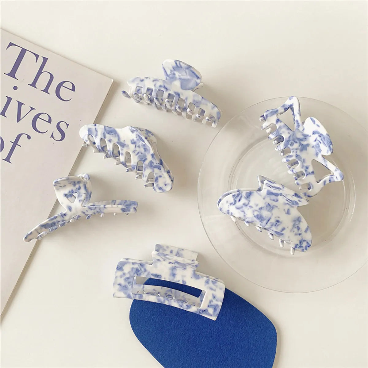 Wholesale Jewelry Blue And White Porcelain Acrylic Large Hair Clip Nihaojewelry