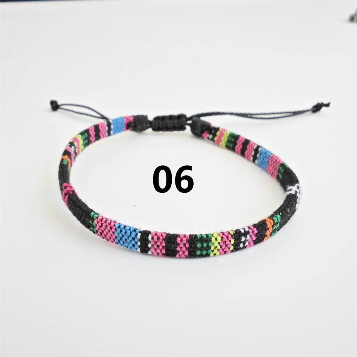 Wholesale Jewelry Bohemian Color Block Cotton And Linen Wax Line Knitting Drawstring Bracelets