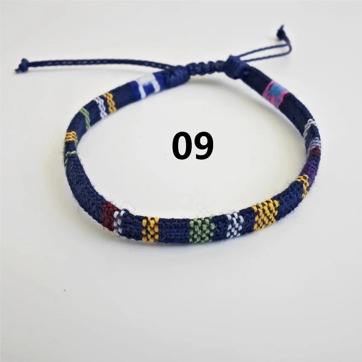 Wholesale Jewelry Bohemian Color Block Cotton And Linen Wax Line Knitting Drawstring Bracelets