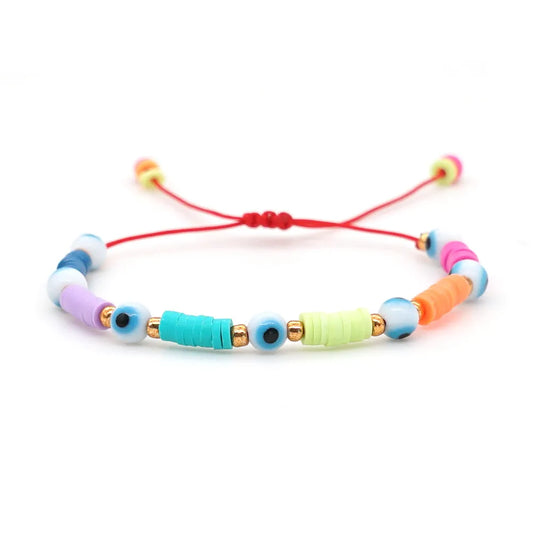 Wholesale Jewelry Bohemian Color Soft Pottery Beaded Glass Eye Bracelet Nihaojewelry