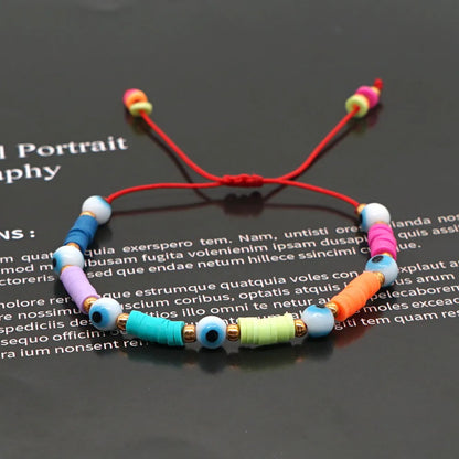 Wholesale Jewelry Bohemian Color Soft Pottery Beaded Glass Eye Bracelet Nihaojewelry