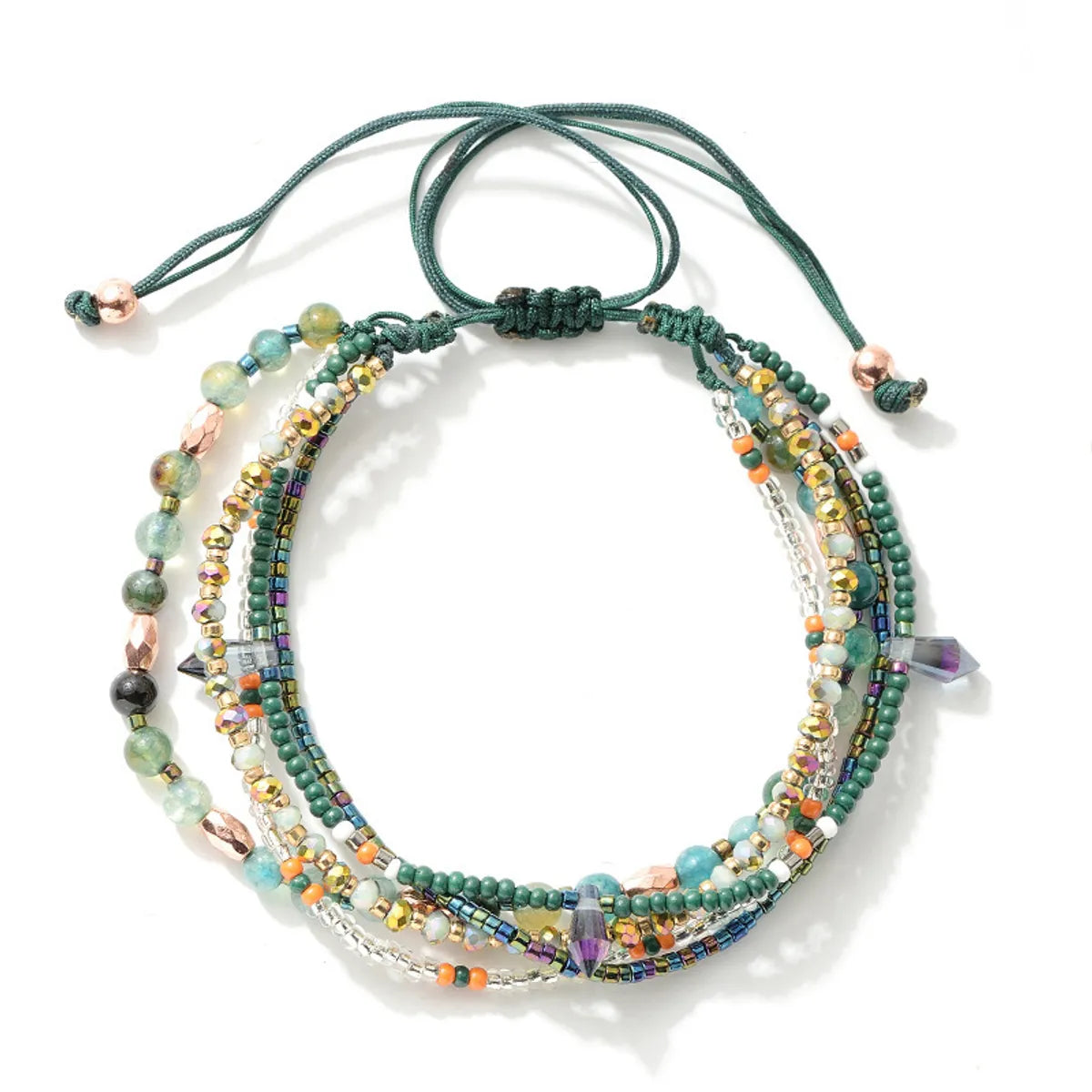 Wholesale Jewelry Bohemian Colorful Beaded Alloy Knitting Bracelets