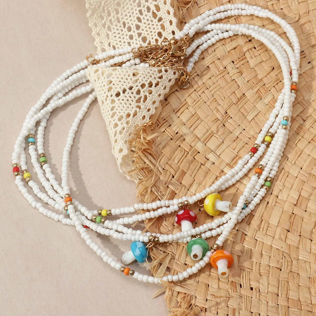 Mushroom Beaded Women'S Necklace