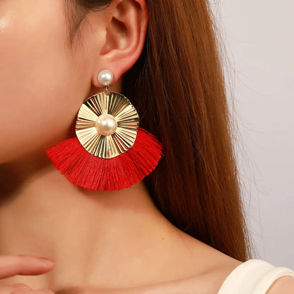 Wholesale Jewelry Bohemian Fan-shaped Irregular Tassel Earrings Gooddiy