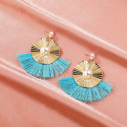 Wholesale Jewelry Bohemian Fan-shaped Irregular Tassel Earrings Gooddiy