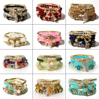 Wholesale Jewelry Bohemian Rhombus Glass Glass Beaded Bracelets