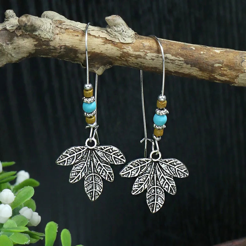 Wholesale Jewelry Bohemian Round Water Droplets Arylic Turquoise Tassel Hollow Out Inlay Drop Earrings